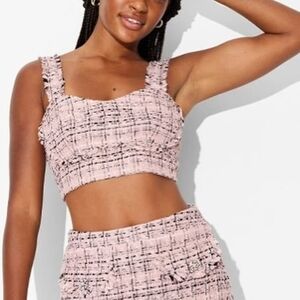 Wild Fable Pink Tweed Set with Button Accents